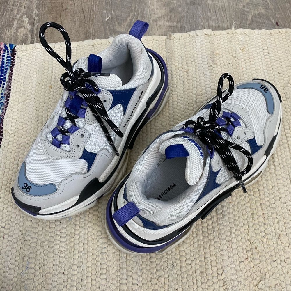 Navy/purple balenciagas triple S sneakers